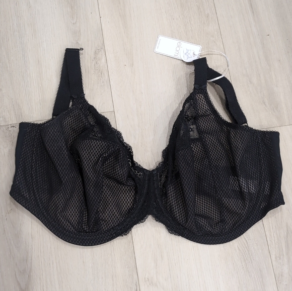 ELOMI | Women's Black Charley Stretch Lace Underwire Plunge Bra - Picture 5 of 11